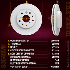 Metrix Premium Front Disc Brake Rotor Kit 92296MT aftermarket car parts