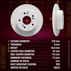 Metrix Premium Rear Disc Brake Rotor Kit 92219MT aftermarket car parts
