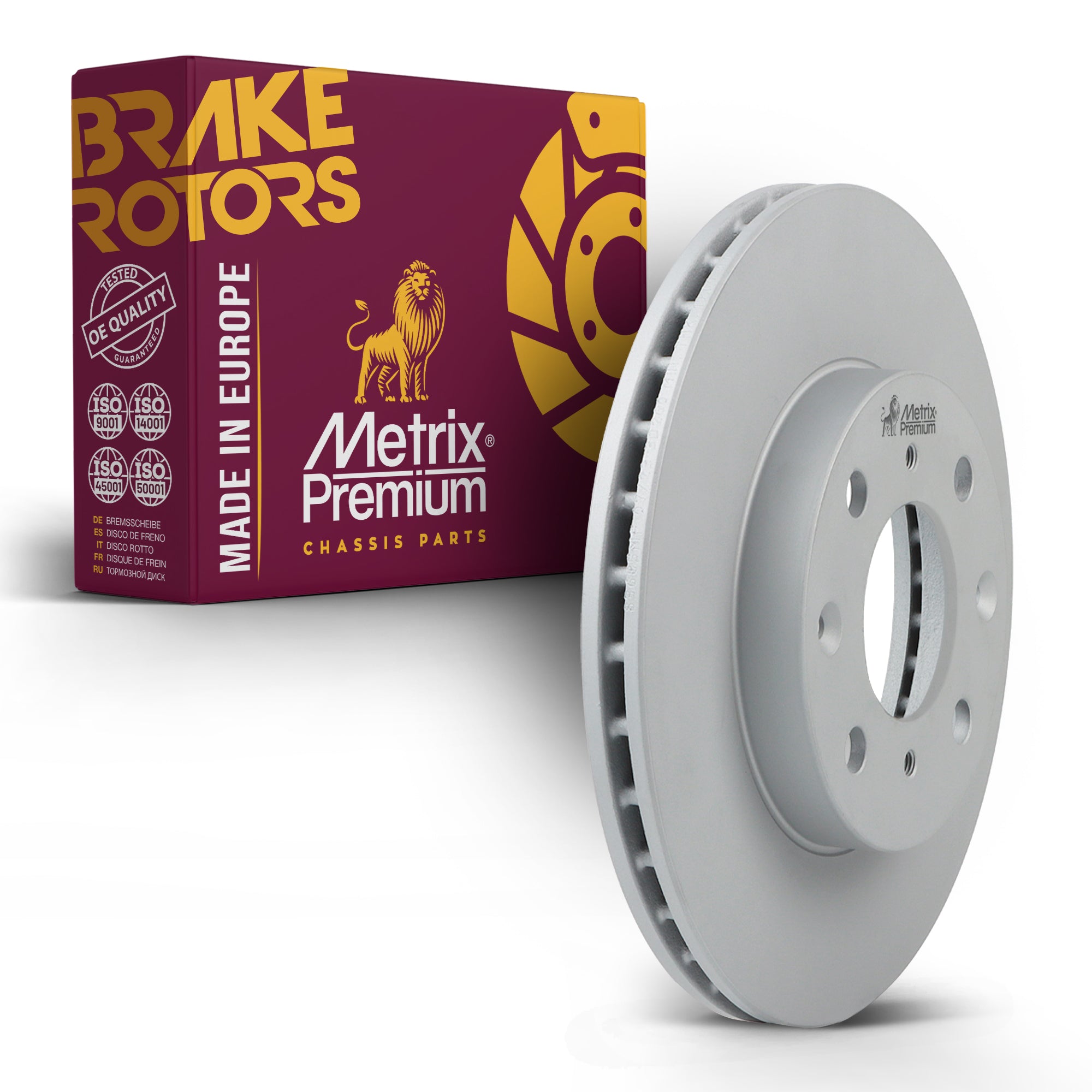 Metrix Premium Chassis Parts - 9.44 inch (239.7mm) Front Coated Vented Disc Brake Rotor Fits 1990-2000 Honda Civic, 1990-1991 Honda CRX, 1993-1997 Civic del Sol