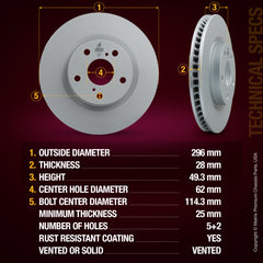 Metrix Premium Front Disc Brake Rotor Kit 92525MT aftermarket car parts