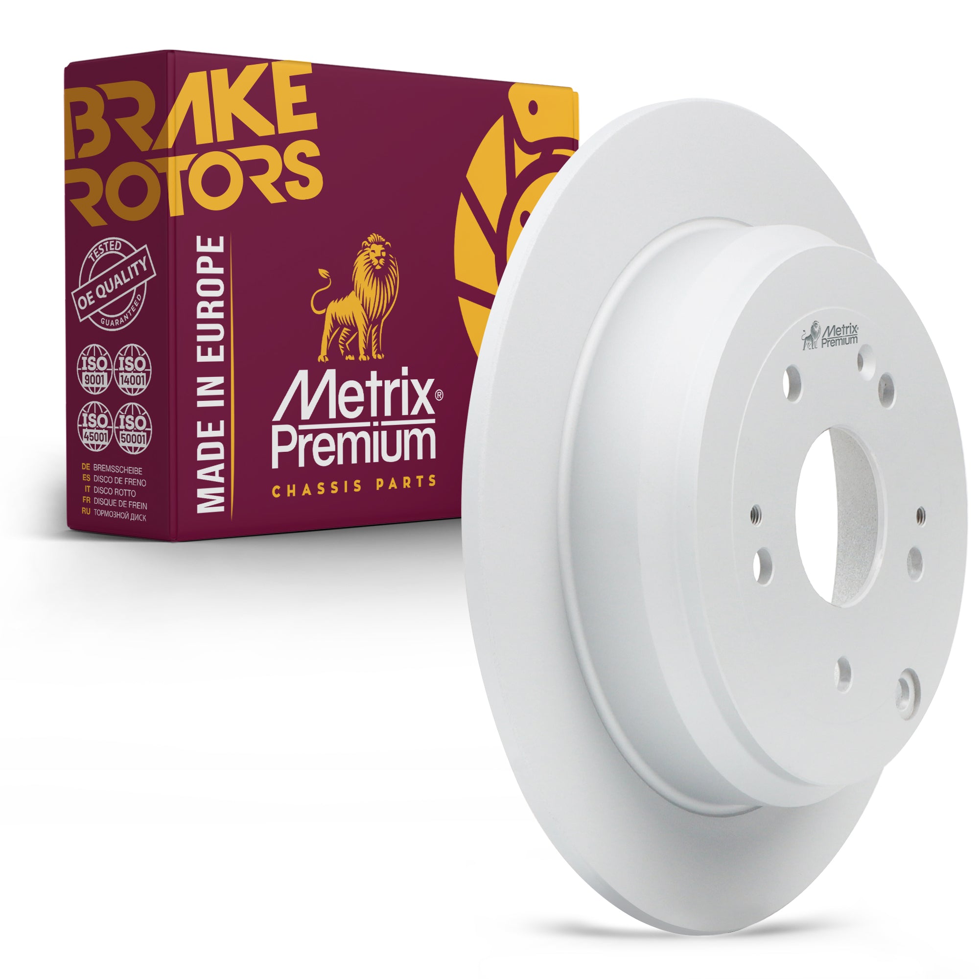 Metrix Premium Chassis Parts - 12.01 inch (305mm) Rear Coated Solid Disc Brake Rotor Fits 2013-2018 Acura RDX, 2014-2016 Honda CR-V, Replacement 08.A355.11, Made in Europe