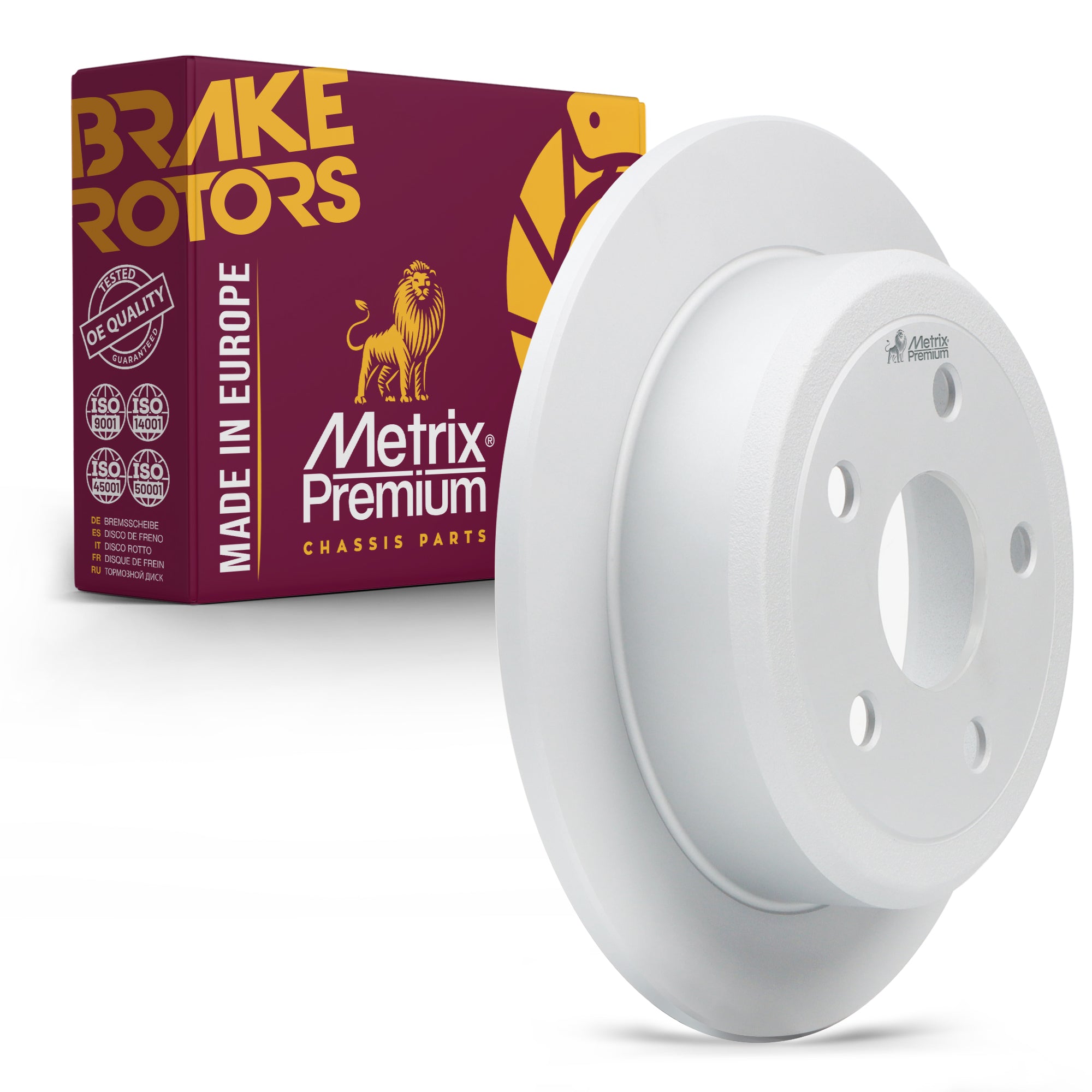 Metrix Premium Chassis Parts - 12.44 inch (316mm) Rear Coated Solid Disc Brake Rotor Fits 2018 Jeep Wrangler JK, 2007-2017 Jeep Wrangler, Replacement 08.B529.21, Made in Europe