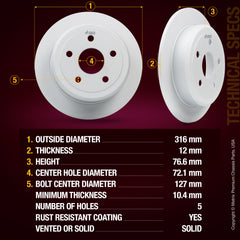 Metrix Premium brake rotors meet or exceed OEM standards for smooth, vibration-free braking.