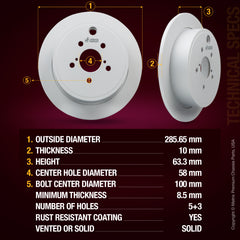 Metrix Premium brake rotors meet or exceed OEM standards for smooth, vibration-free braking.