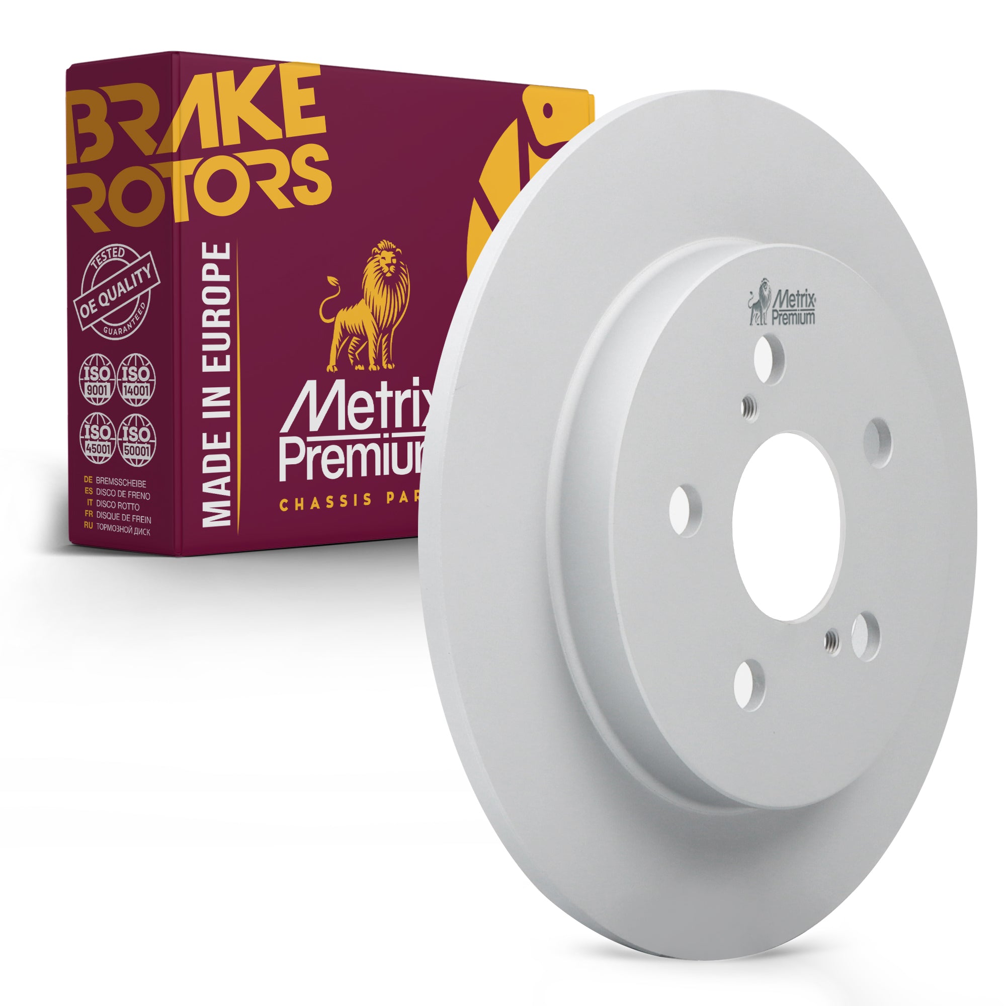 Metrix Premium Chassis Parts - 10.2 inch (259mm) Rear Coated Solid Disc Brake Rotor Fits Toyota Prius AWD-e, Prius, Prius Prime, Corolla, Prius Plug-In, Lexus CT200h, Matrix, Replacement 08.A534.30