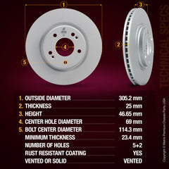Metrix Premium Front Disc Brake Rotor Kit 92714MT suspension steering brake parts