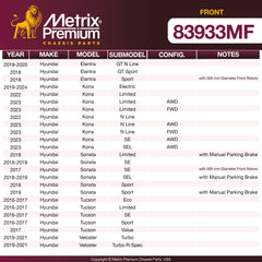Metrix Premium Front Disc Brake Rotor 83933MF OEM fit spare parts