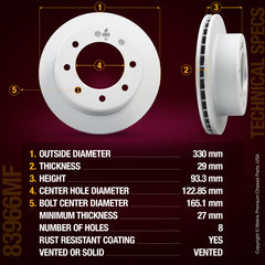 Metrix Premium Rear Disc Brake Rotor 83966MF suspension steering brake parts
