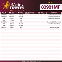 Metrix Premium Front Disc Brake Rotor 83981MF OEM fit spare parts