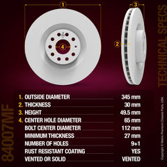 Metrix Premium Chassis Parts Front Disc Brake Rotor Kit 92119MT OEM fit auto parts