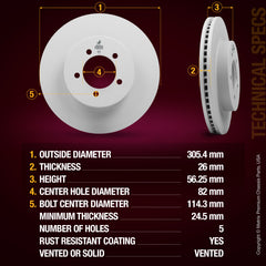 Metrix Premium Front Disc Brake Rotor Kit 92381MT aftermarket car parts