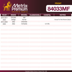 Metrix Premium Front Disc Brake Rotor 84033MF OEM fit spare parts