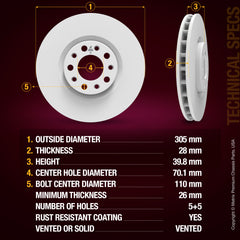 Metrix Premium Front Disc Brake Rotor Kit 92417MT aftermarket car parts