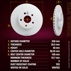 Metrix Premium Front Disc Brake Rotor 84036MF aftermarket car parts