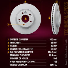 Metrix Premium Front Disc Brake Rotor Kit 92755MT aftermarket car parts