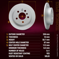 Metrix Premium Rear Disc Brake Rotor Kit 92511MT aftermarket car parts
