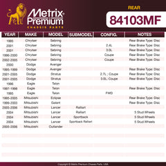 Metrix Premium Rear Disc Brake Rotor 84103MF OEM fit spare parts