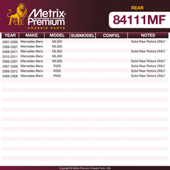 Metrix Premium Chassis Parts Rear Disc Brake Rotor 84111MF aftermarket car parts