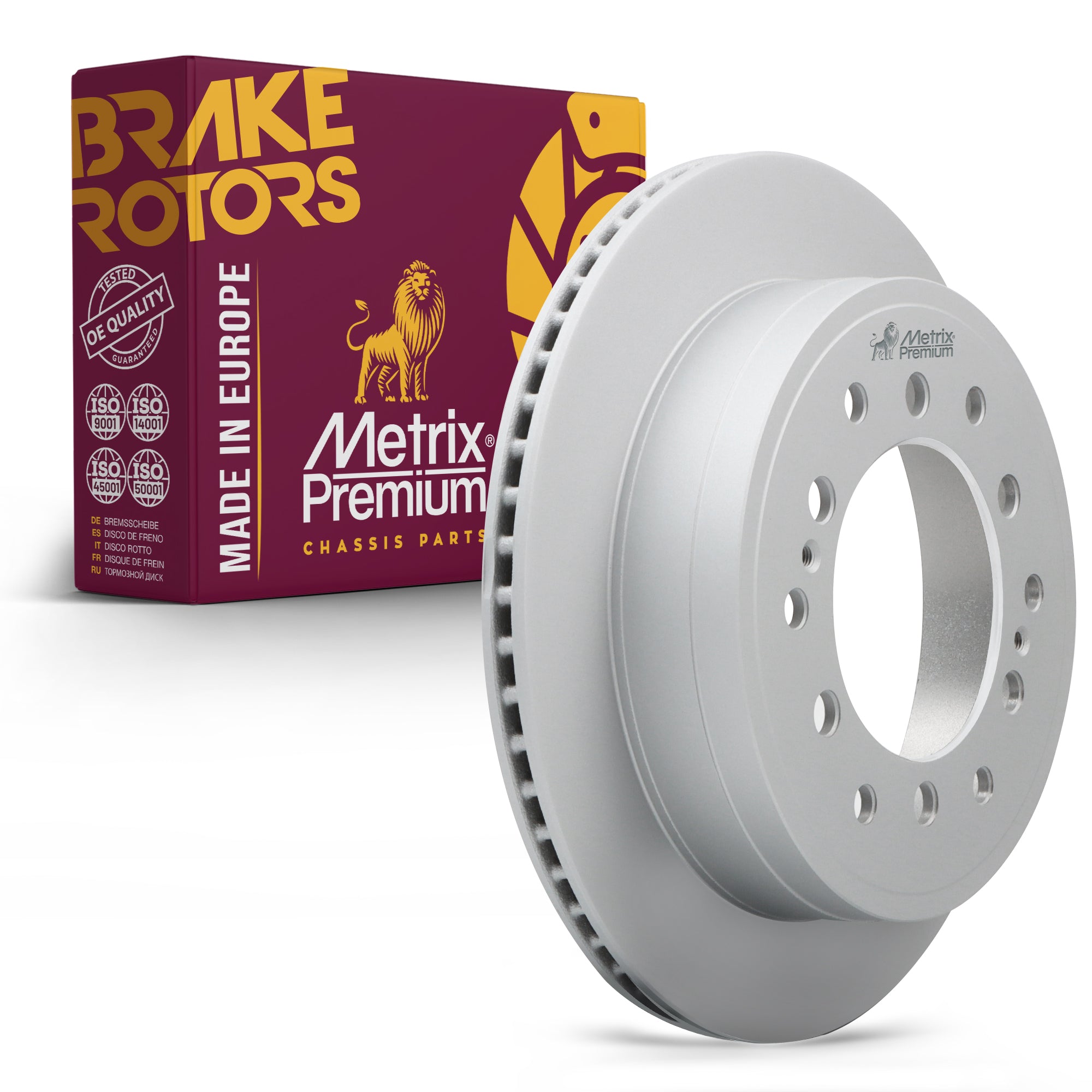 Metrix Premium Chassis Parts - 12.28 inch (312mm) Rear Coated Vented Disc Brake Rotor Fits 2010-2014 Toyota FJ Cruiser, 2010-2021 4Runner, 2010-2022 Lexus GX460, Replacement 09.A334.21 Made in Europe