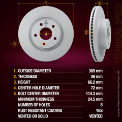 Metrix Premium Front Disc Brake Rotor Kit 92578MT aftermarket car parts