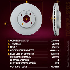 Metrix Premium Front Disc Brake Rotor Kit 92543MT aftermarket car parts