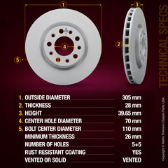 Metrix Premium Front Disc Brake Rotor Kit 92503MT aftermarket car parts