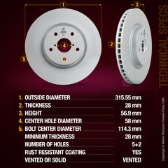 Metrix Premium Front Disc Brake Rotor Kit 92501MT aftermarket car parts
