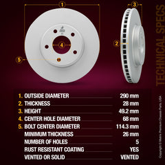 Metrix Premium Front Disc Brake Rotor 84295MF aftermarket car parts