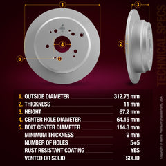 Metrix Premium Rear Disc Brake Rotor 84303MF aftermarket car parts