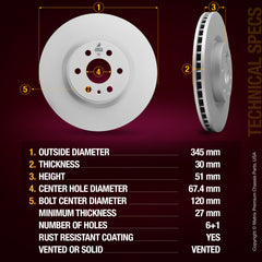 Metrix Premium Front Disc Brake Rotor 84308MF aftermarket car parts