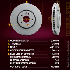 Metrix Premium Front Disc Brake Rotor Kit 92486MT aftermarket car parts