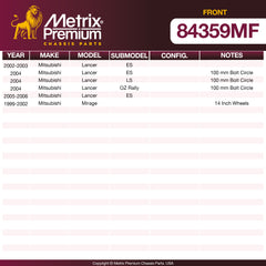 Metrix Premium Chassis Parts Front Disc Brake Rotor 84359MF aftermarket car parts
