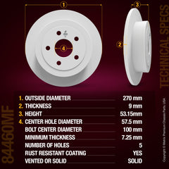 Metrix Premium Chassis Parts Rear Disc Brake Rotor 84460MF OEM fit auto parts