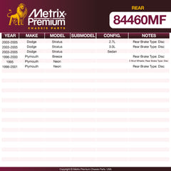 Metrix Premium Chassis Parts Rear Disc Brake Rotor 84460MF suspension steering brake parts