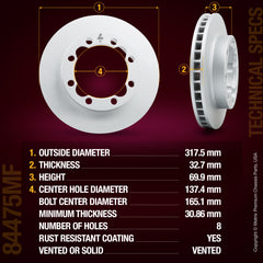 Metrix Premium Front Disc Brake Rotor Kit 92258MT aftermarket car parts