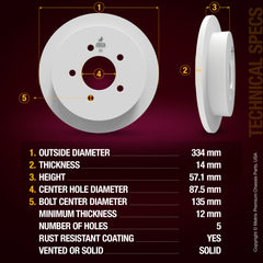 Metrix Premium Rear Disc Brake Rotor Kit 92309MT aftermarket car parts