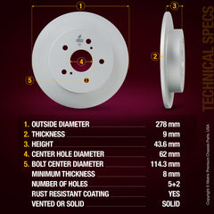 Metrix Premium Rear Disc Brake Rotor Kit 92476MT aftermarket car parts