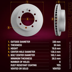 Metrix Premium Front Disc Brake Rotor Kit 92307MT aftermarket car parts