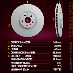 Metrix Premium Front Disc Brake Rotor 84681MF aftermarket car parts