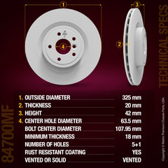 Metrix Premium Chassis Parts Rear Disc Brake Rotor Kit 91892MT OEM fit auto parts