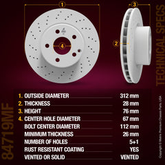 Metrix Premium Chassis Parts Front Disc Brake Rotor Kit 91873MT OEM fit auto parts