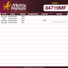 Metrix Premium Chassis Parts Front Disc Brake Rotor 84719MF aftermarket car parts