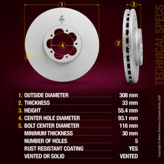 Metrix Premium Front Disc Brake Rotor Kit 92348MT aftermarket car parts