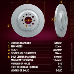 Metrix Premium Rear Disc Brake Rotor 84788MF aftermarket car parts