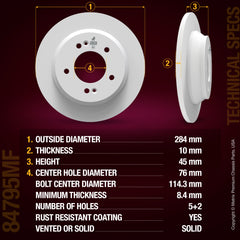 Metrix Premium Chassis Parts 2 PC Rear Disc Brake Rotor Kit 91826MT aftermarket car parts