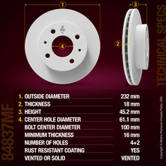 Metrix Premium Chassis Parts 2 PC Front Disc Brake Rotor Kit 91812MT aftermarket car parts