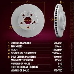 Metrix Premium Front Disc Brake Rotor Kit 92645MT aftermarket car parts