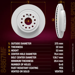 Metrix Premium Rear Disc Brake Rotor Kit 92254MT aftermarket car parts