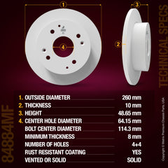 Metrix Premium Chassis Parts Rear Disc Brake Rotor 84884MF OEM fit auto parts