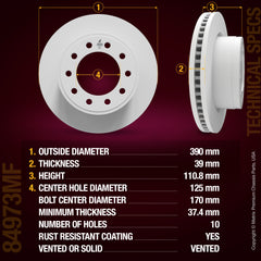 Metrix Premium Chassis Parts Front Disc Brake Rotor 84973MF OEM fit auto parts